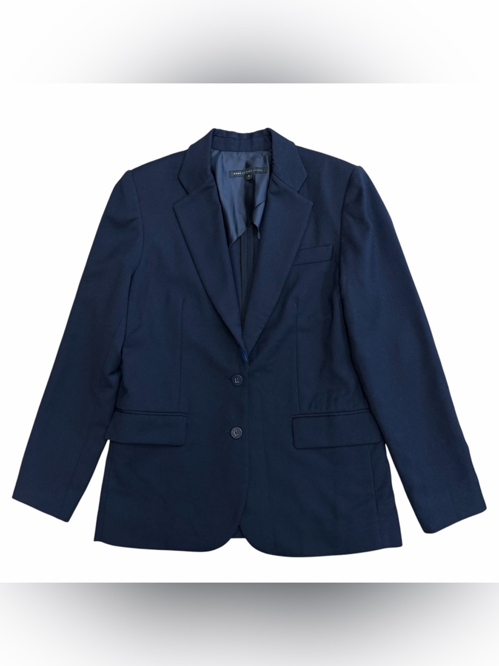 Marc By Marc Jacobs Women's Dark Navy Blue Wool Blend Career Work Blazer Size 6